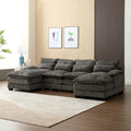 Gray Modern Large Modular U-Shape Sectional Sofa with Removable Cushions and Throw Pillows