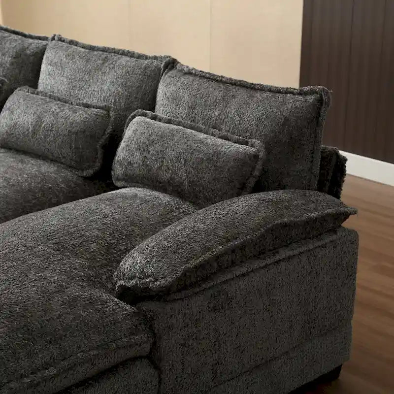 Gray Modern Large Modular U-Shape Sectional Sofa with Removable Cushions and Throw Pillows