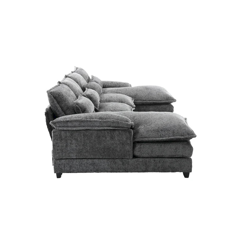 Gray Modern Large Modular U-Shape Sectional Sofa with Removable Cushions and Throw Pillows