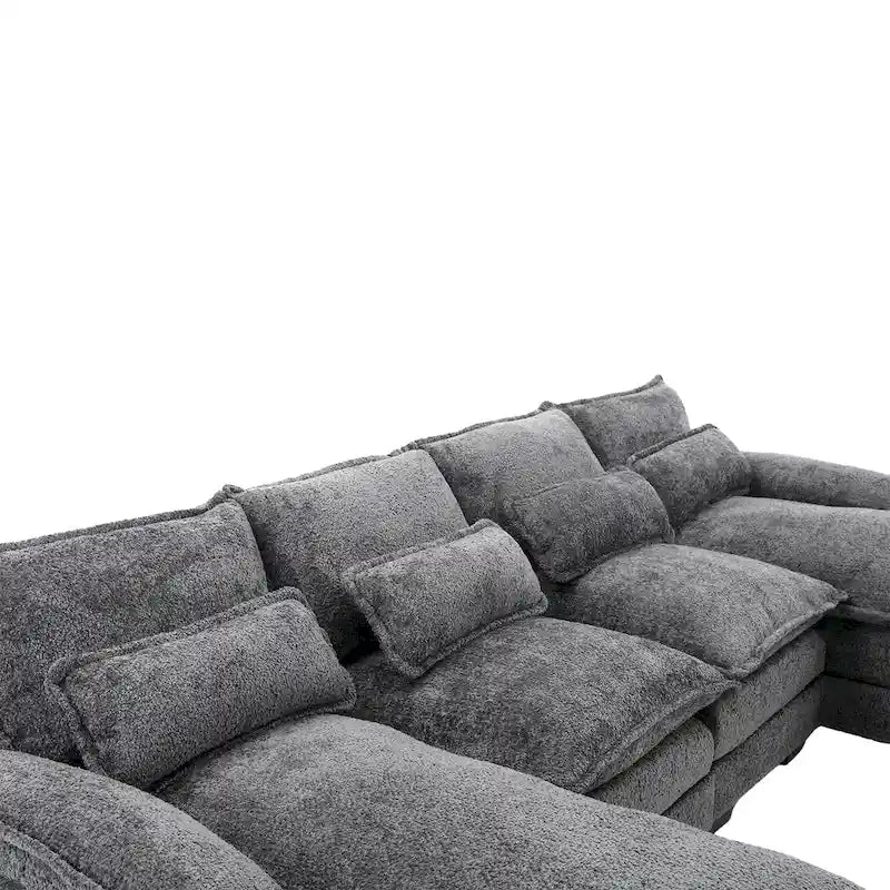 Gray Modern Large Modular U-Shape Sectional Sofa with Removable Cushions and Throw Pillows