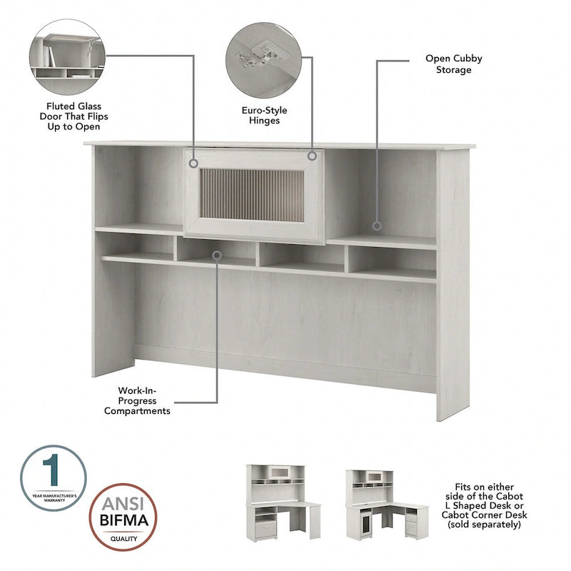 Cabot 60W L-Shaped Desk with Hutch and File Cabinet by Bush Furniture