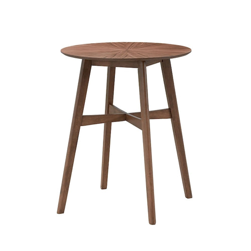 31.5 Modern Round Bar Table with Solid Wood Legs and Reinforced Crossbar, Suitable for Bar, Caf, Kitchen, Living Room