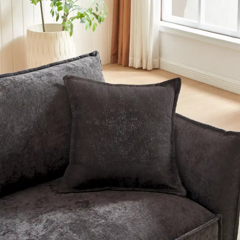 Linen 6-Seat Modular Sofa Set with 3+3 Seater Combo and Wooden Frame & 4 Pillows