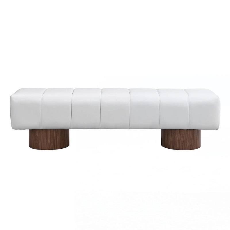 Upholstered Dining Bench,Beige PU