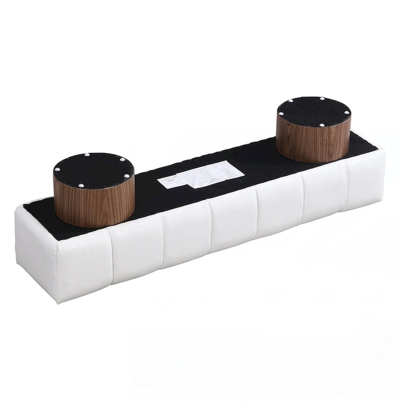 Upholstered Dining Bench,Beige PU