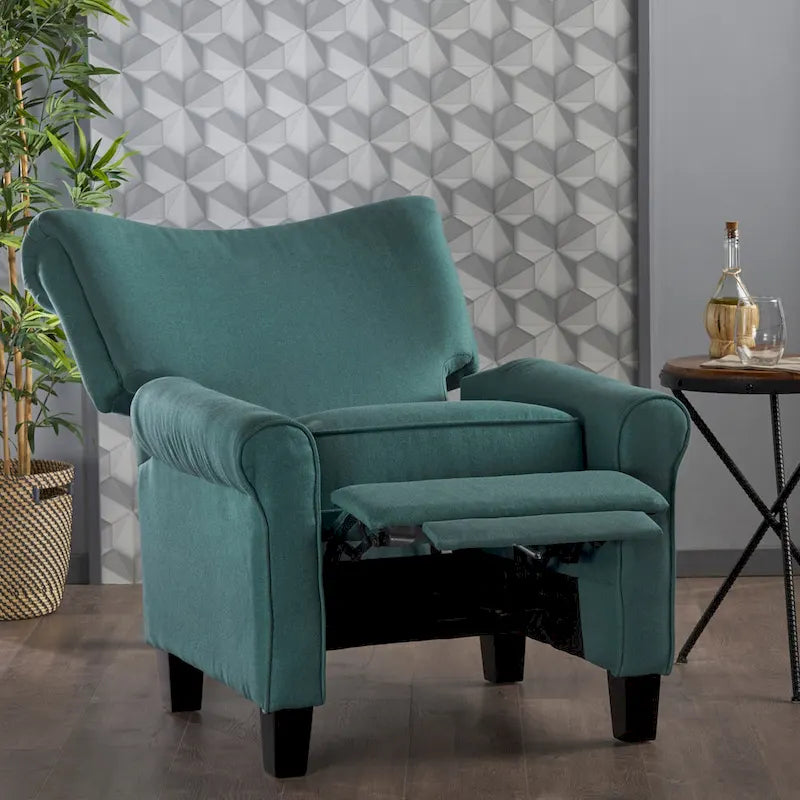 Roomfitters Manual Standard Recliner, Comfortable Lounge Chair for Living Room, Bedroom, Teal