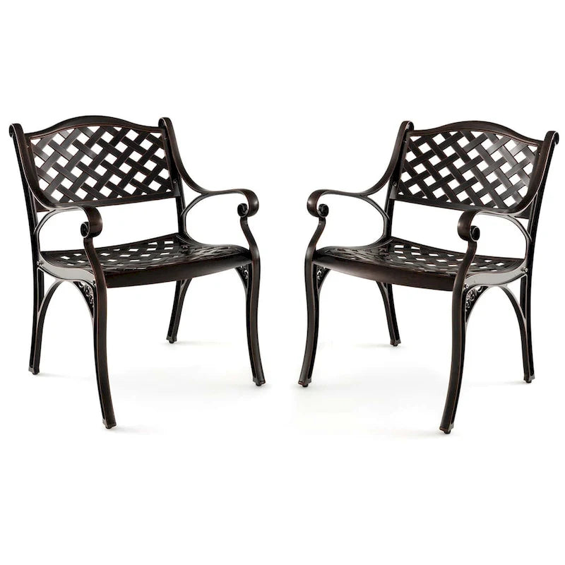 Costway 2/4 PCS Cast Aluminum Patio Chairs Set of 2 All Weather