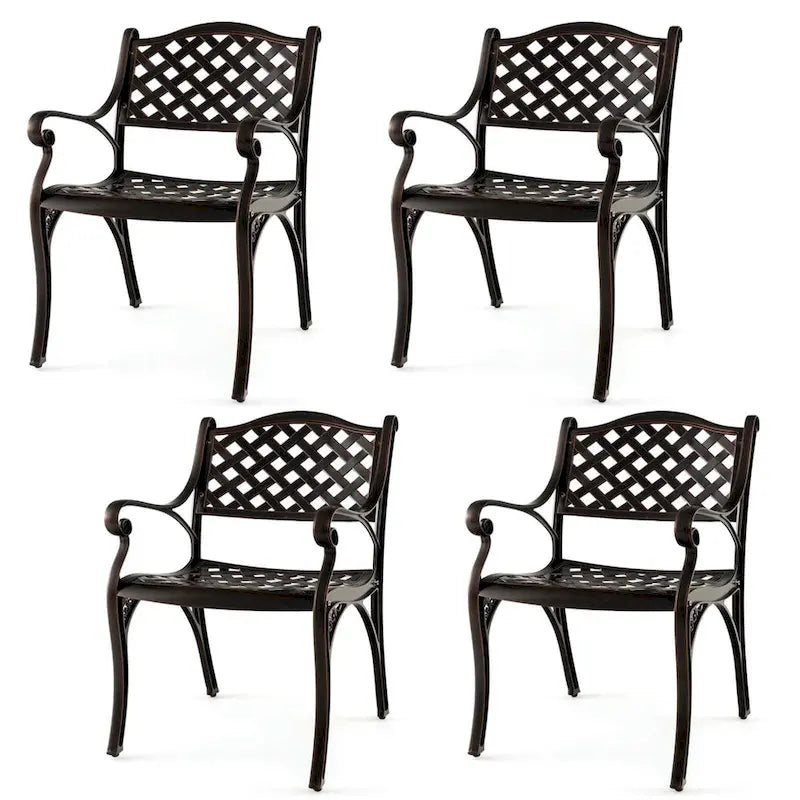 Costway 2/4 PCS Cast Aluminum Patio Chairs Set of 2 All Weather