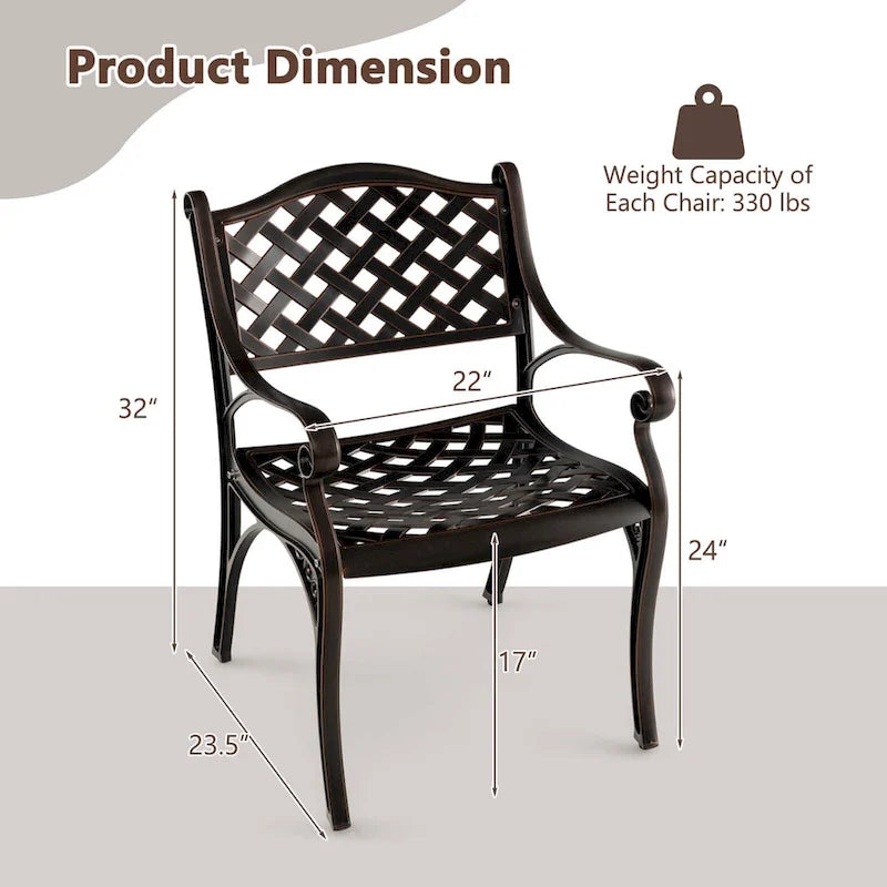 Costway 2/4 PCS Cast Aluminum Patio Chairs Set of 2 All Weather