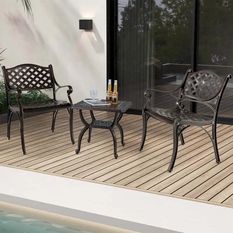 Costway 2/4 PCS Cast Aluminum Patio Chairs Set of 2 All Weather