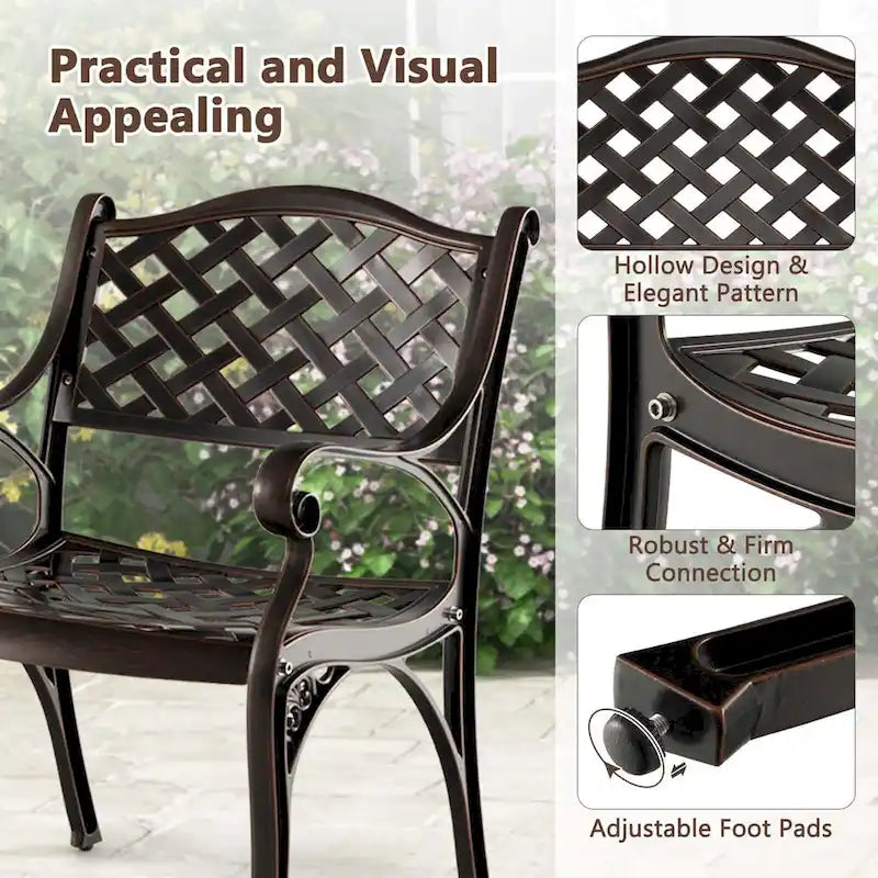 Costway 2/4 PCS Cast Aluminum Patio Chairs Set of 2 All Weather
