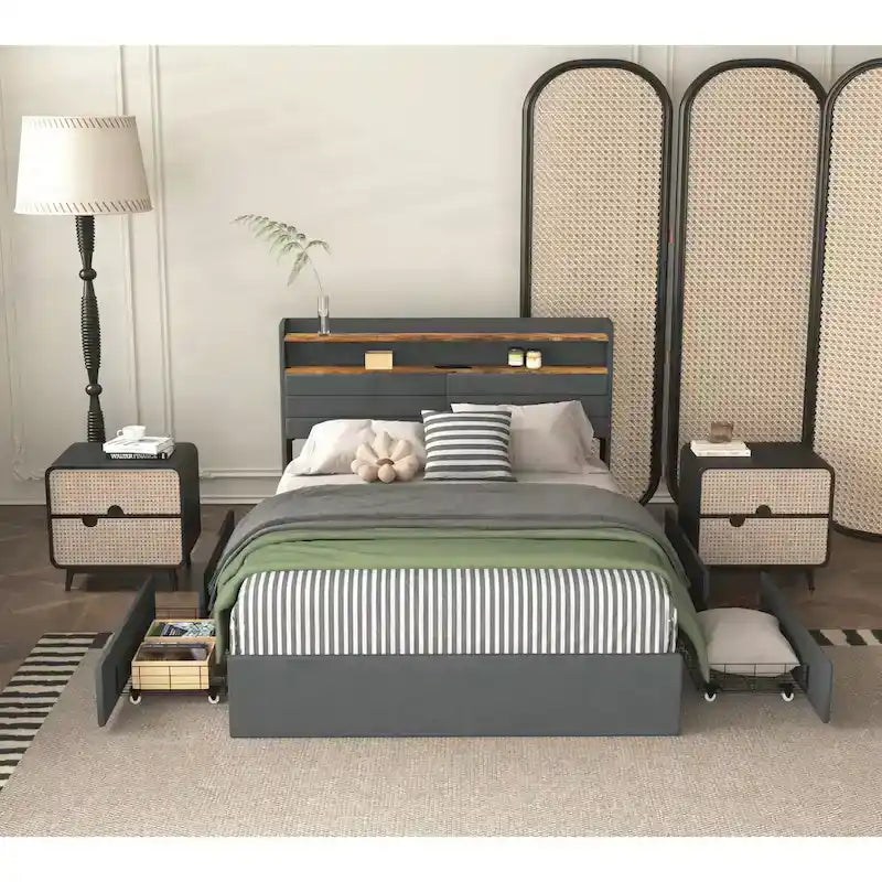 Versatile Queen Bed Frame with Multiple Functionalities for Optimal Bedroom Experience