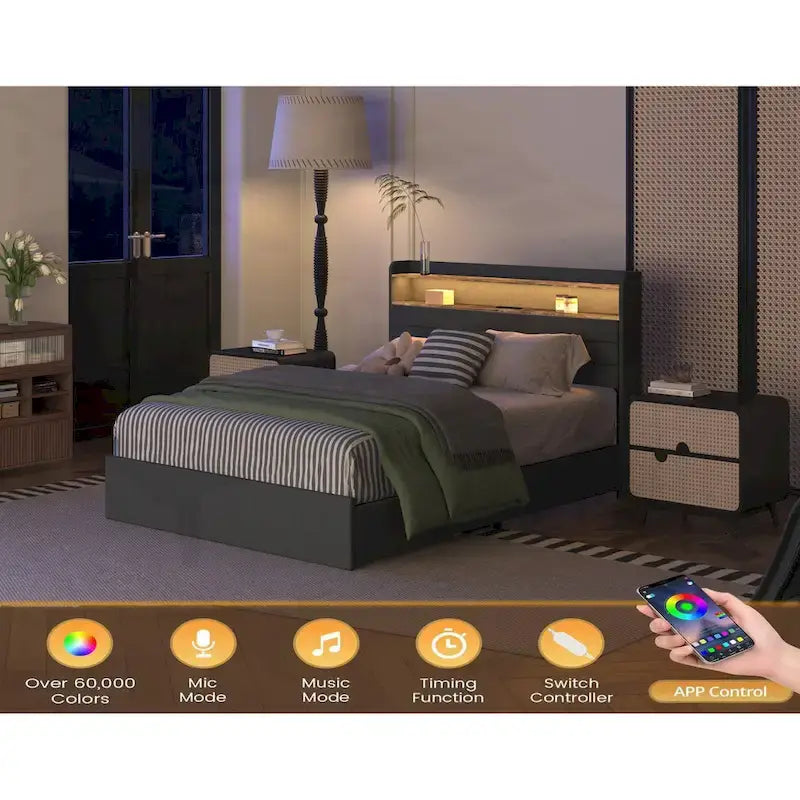 Versatile Queen Bed Frame with Multiple Functionalities for Optimal Bedroom Experience