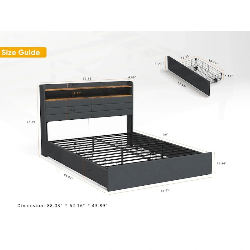 Versatile Queen Bed Frame with Multiple Functionalities for Optimal Bedroom Experience
