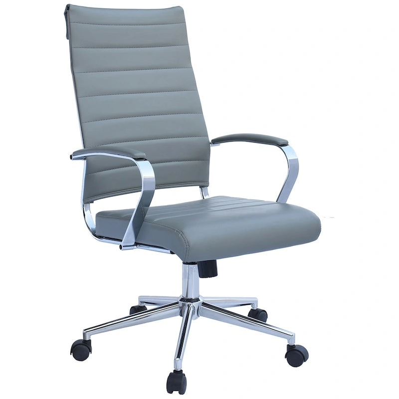 Modern High Back Tall Ribbed Office PU Leather Swivel Tilt Adjustable Cushion Chair Designer Boss Executive