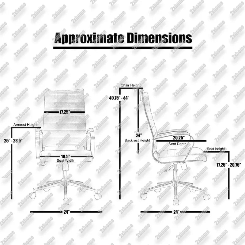 Modern High Back Tall Ribbed Office PU Leather Swivel Tilt Adjustable Cushion Chair Designer Boss Executive