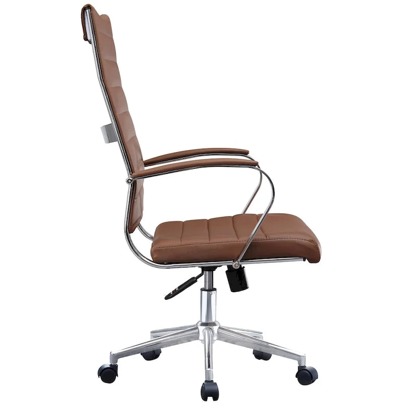 Modern High Back Tall Ribbed Office PU Leather Swivel Tilt Adjustable Cushion Chair Designer Boss Executive