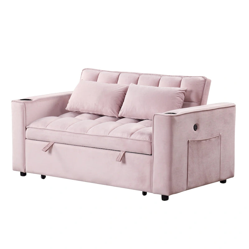 Roomfitters 58 4-1 Multi-functional Sofa Bed with Cup Holder and USB Port for Living Room or Apartments