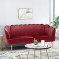 76.25 Velvet Channel Stitching 3-seater Sofa with Metal Legs for Living Room