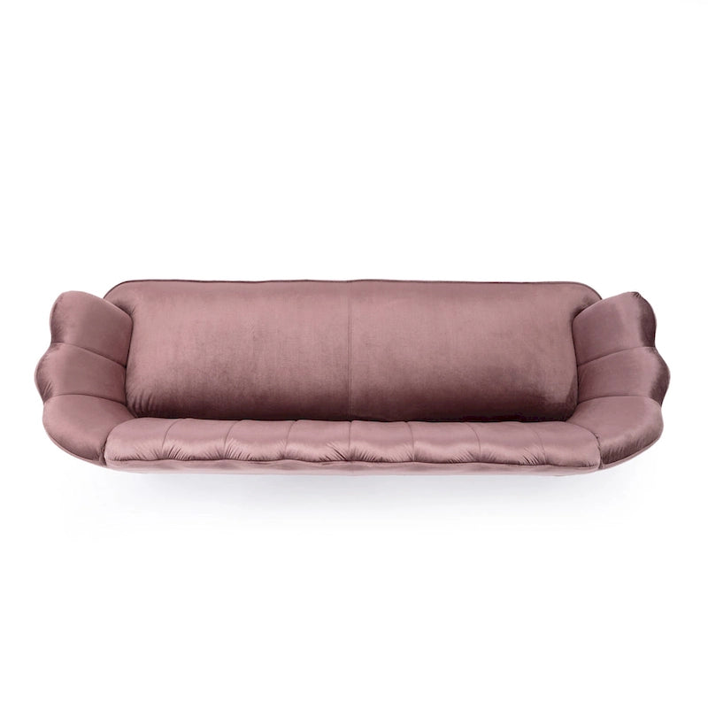 76.25 Velvet Channel Stitching 3-seater Sofa with Metal Legs for Living Room