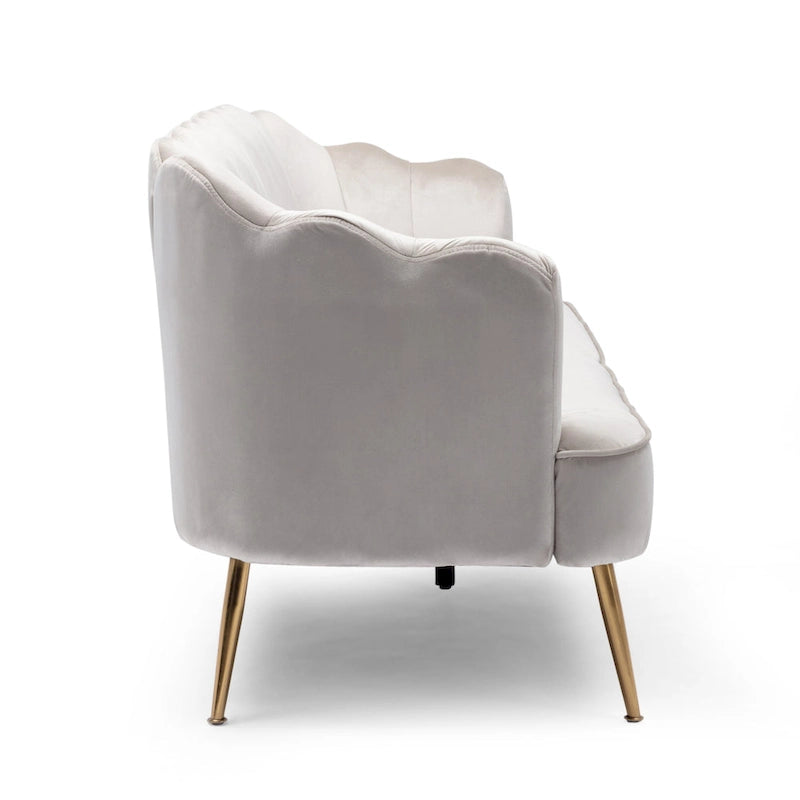 76.25 Velvet Channel Stitching 3-seater Sofa with Metal Legs for Living Room