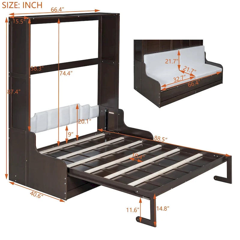 Modern Queen Murphy Bed with Cushion