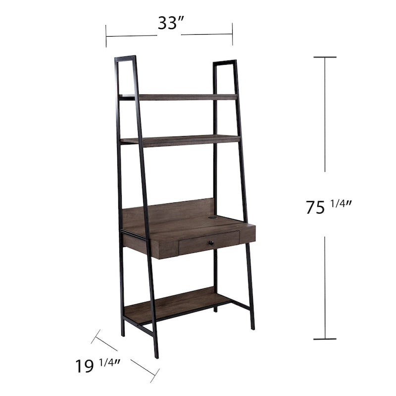 SEI Furniture Luesta Industrial Gray Wood Ladder Desk