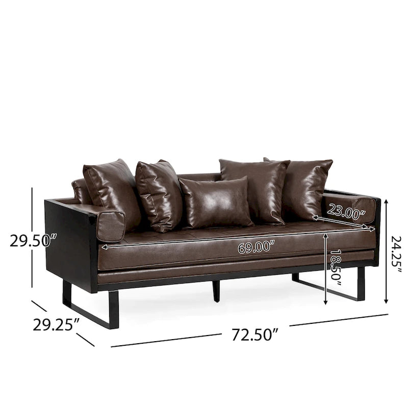 Gilmans Faux Leather Upholstered Oversized Loveseat with Accent Pillows by Christopher Knight Home