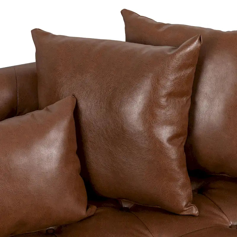 Gilmans Faux Leather Upholstered Oversized Loveseat with Accent Pillows by Christopher Knight Home