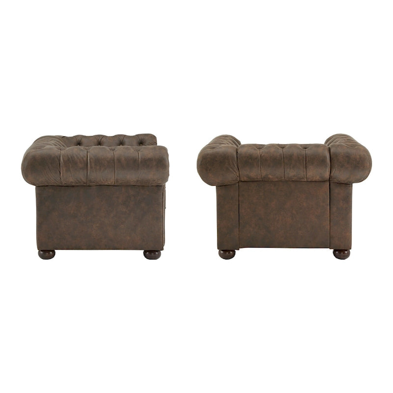 Gdansk Tufted Scroll Arm Chesterfield Chair