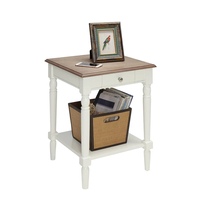 Convenience Concepts French Country 1 Drawer End Table with Shelf