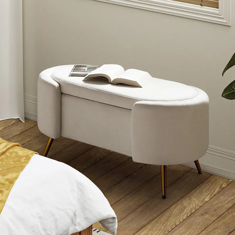 Clara 39.4 Wide Storage Bench with Metal Legs