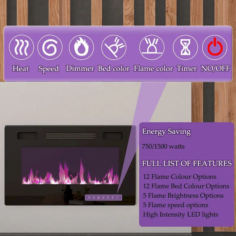 Luxurious TV Stand & Fireplace Combo Integrated LED Fireplace Features