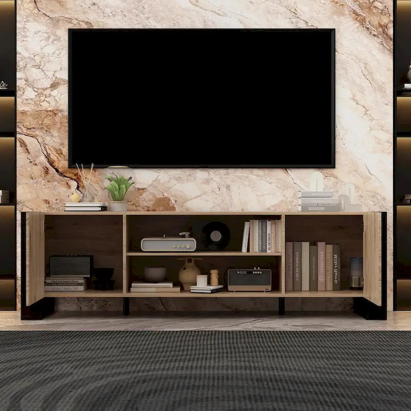 Luxurious TV Stand & Fireplace Combo Integrated LED Fireplace Features