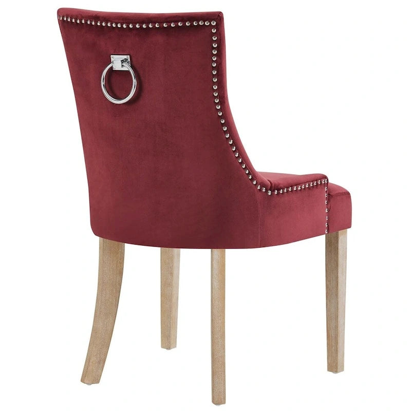 Tufted Velvet Upholstered Dining Chair With Nailhead Trim in Black