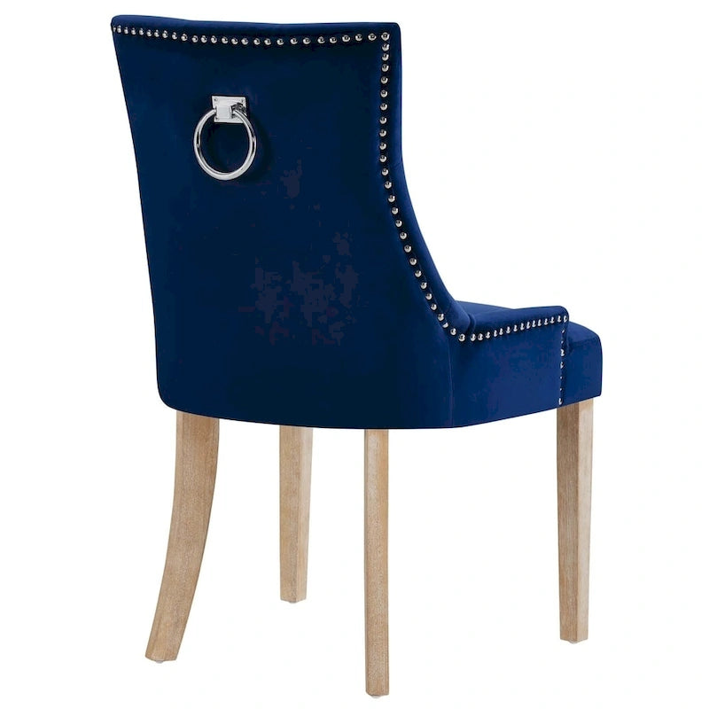 Tufted Velvet Upholstered Dining Chair With Nailhead Trim in Black
