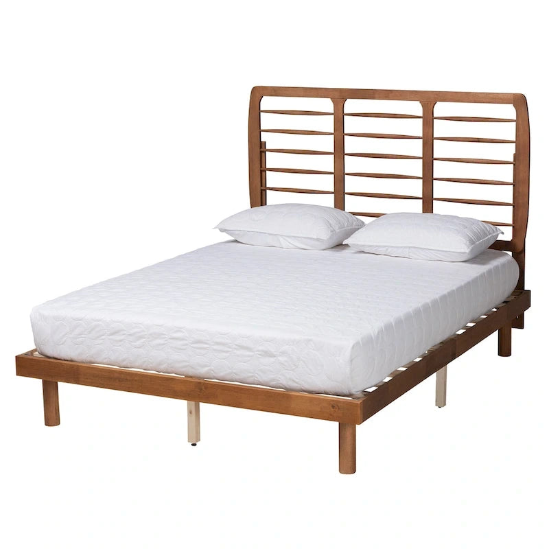 Petra Mid-Century Modern Wood Platform Bed