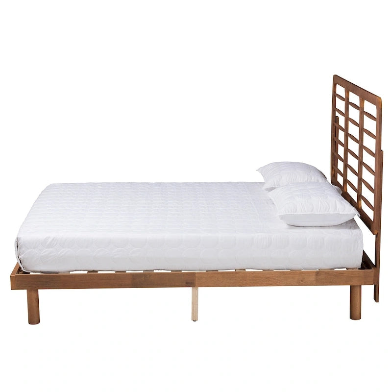 Petra Mid-Century Modern Wood Platform Bed
