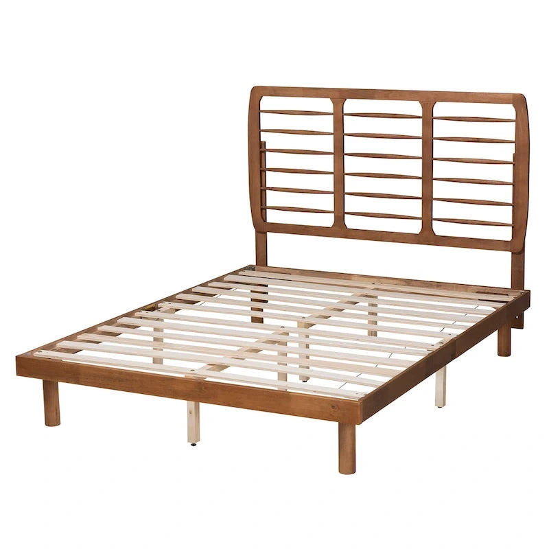 Petra Mid-Century Modern Wood Platform Bed