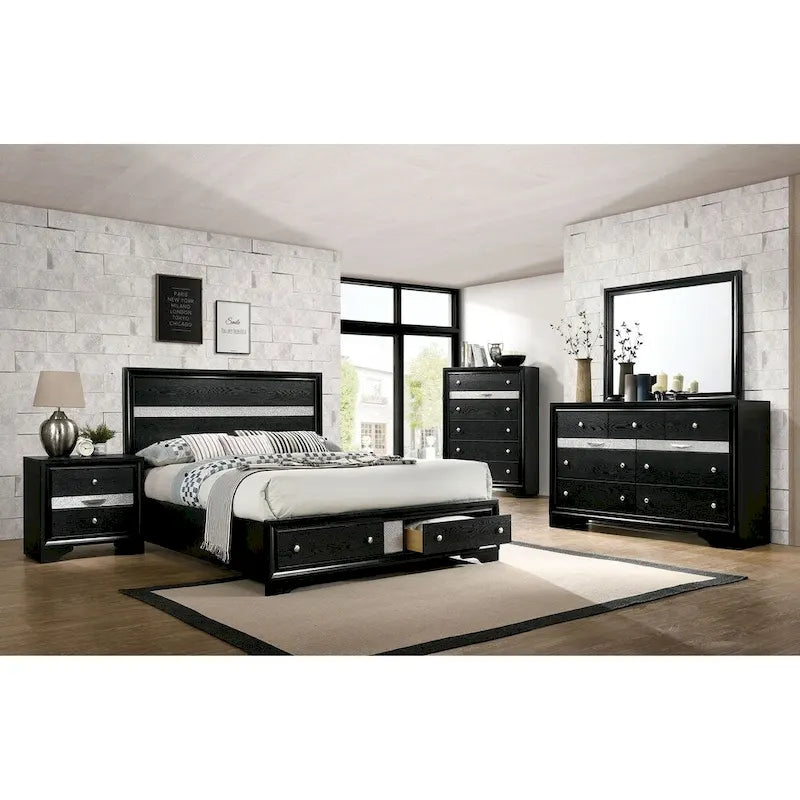 Balistrieri Contemporary Black 2-piece Nightstand and Chest Set by Silver Orchid