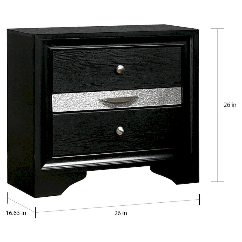 Balistrieri Contemporary Black 2-piece Nightstand and Chest Set by Silver Orchid