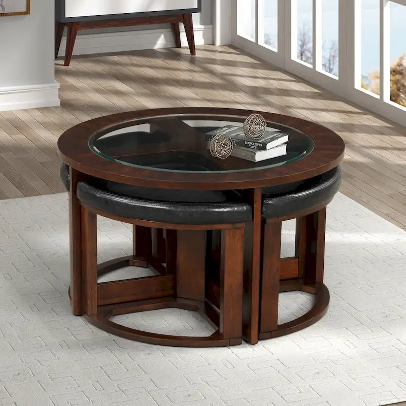 Copper Grove Kavanur Solid Wood Coffee Table and Chairs