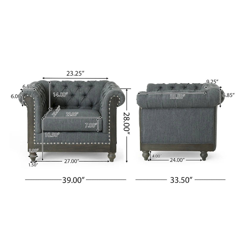Castalia Chesterfield Tufted Club Chair by Christopher Knight Home - 39.00 L x 33.50 W x 28.00 H