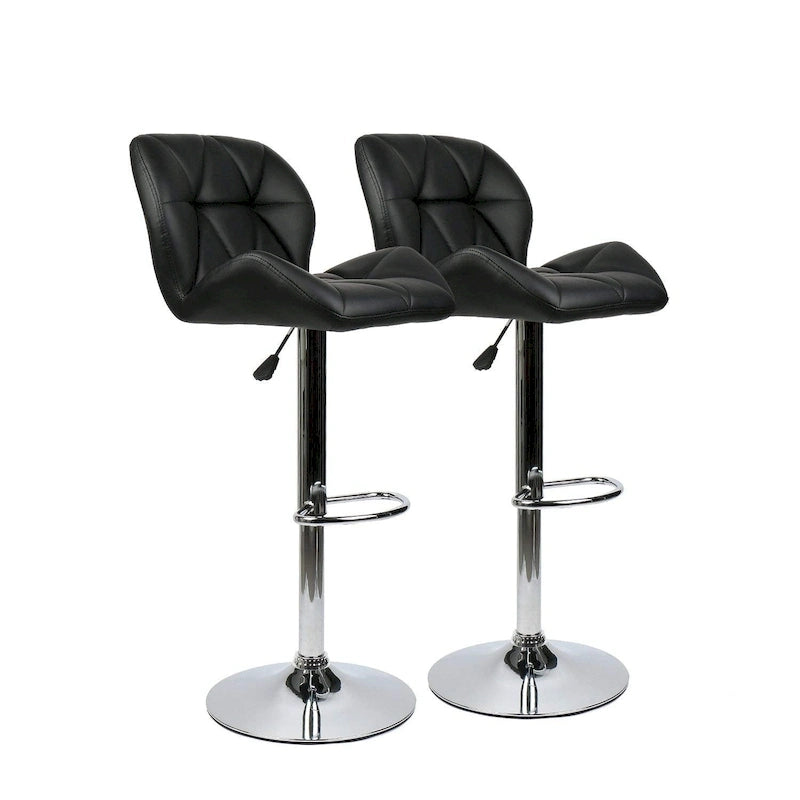 Modern Faux Leather Adjustable Swivel Bar Stools (Set of 2)