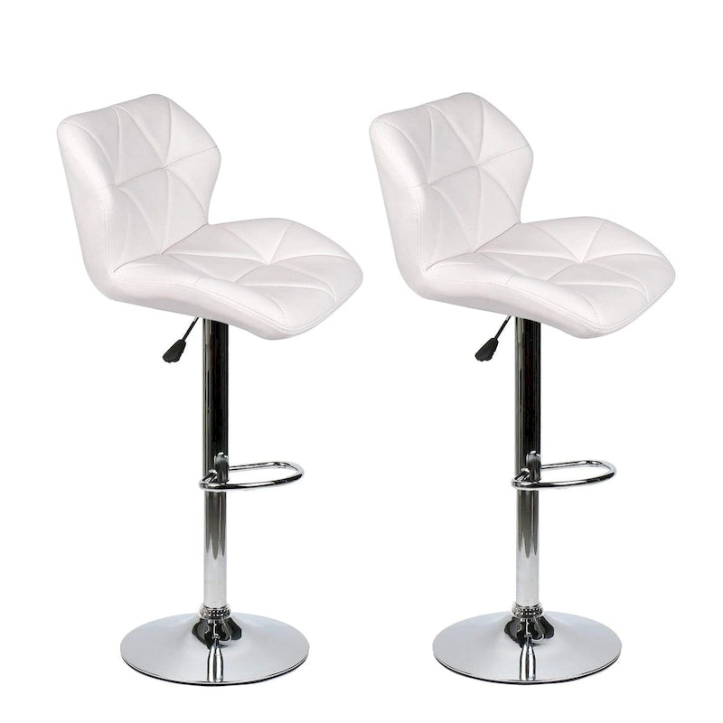 Modern Faux Leather Adjustable Swivel Bar Stools (Set of 2)