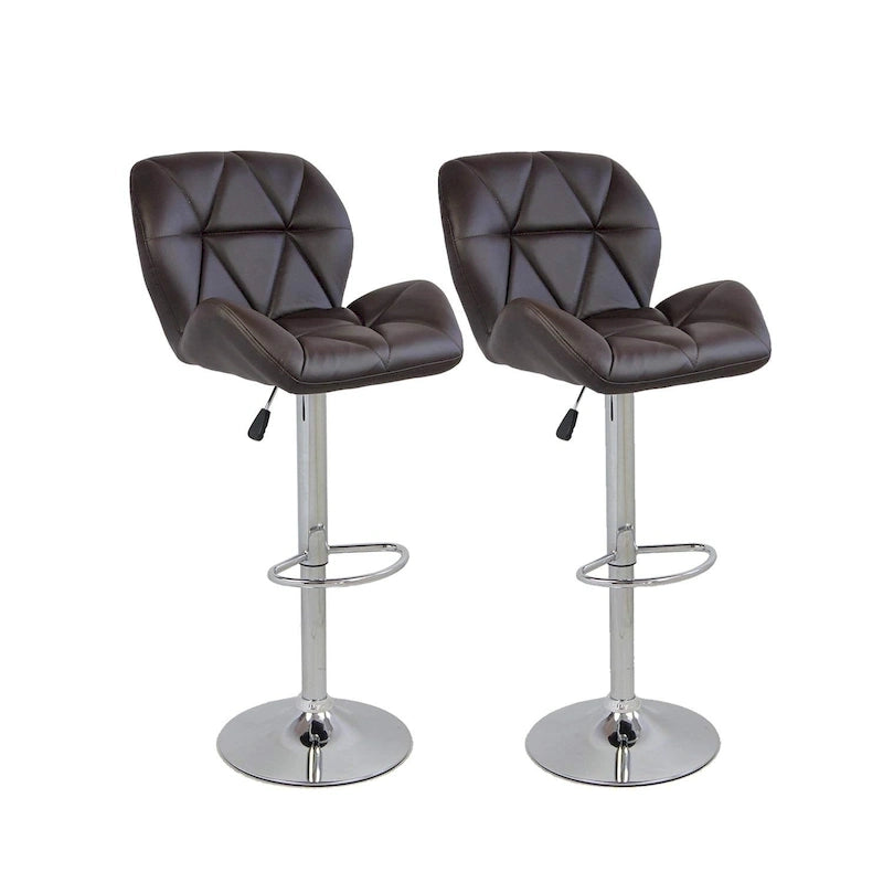 Modern Faux Leather Adjustable Swivel Bar Stools (Set of 2)