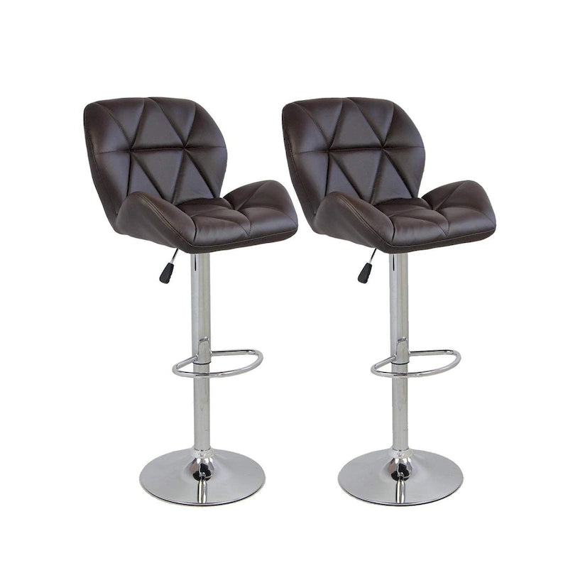 Modern Faux Leather Adjustable Swivel Bar Stools (Set of 2)