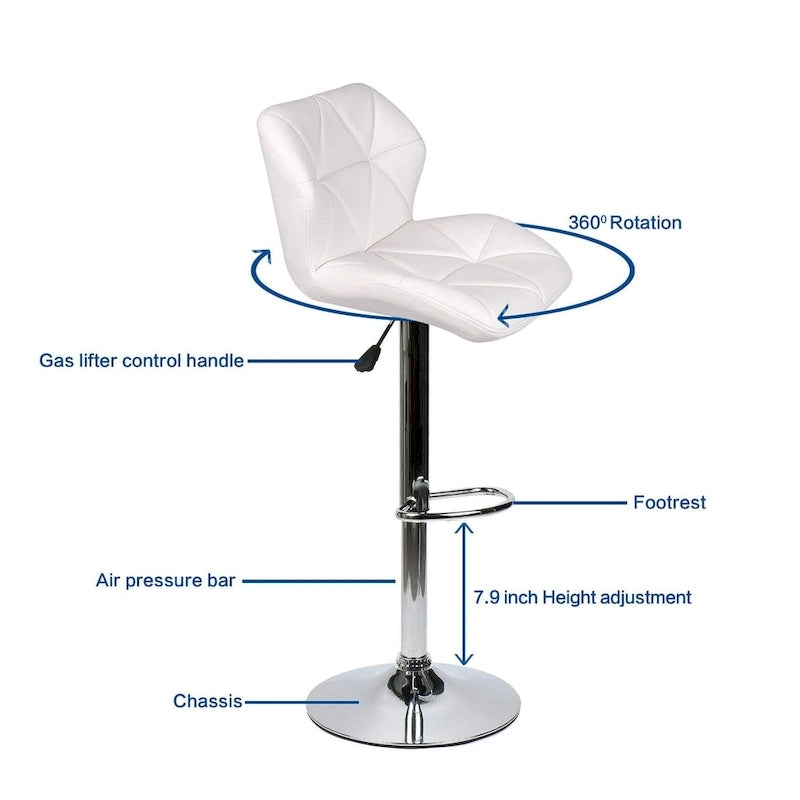 Modern Faux Leather Adjustable Swivel Bar Stools (Set of 2)
