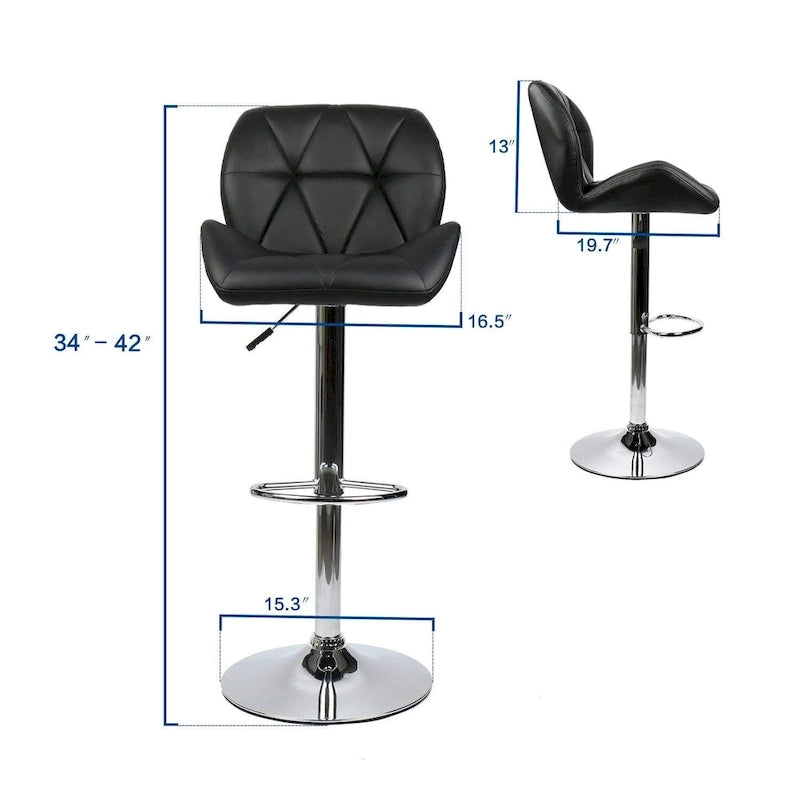 Modern Faux Leather Adjustable Swivel Bar Stools (Set of 2)