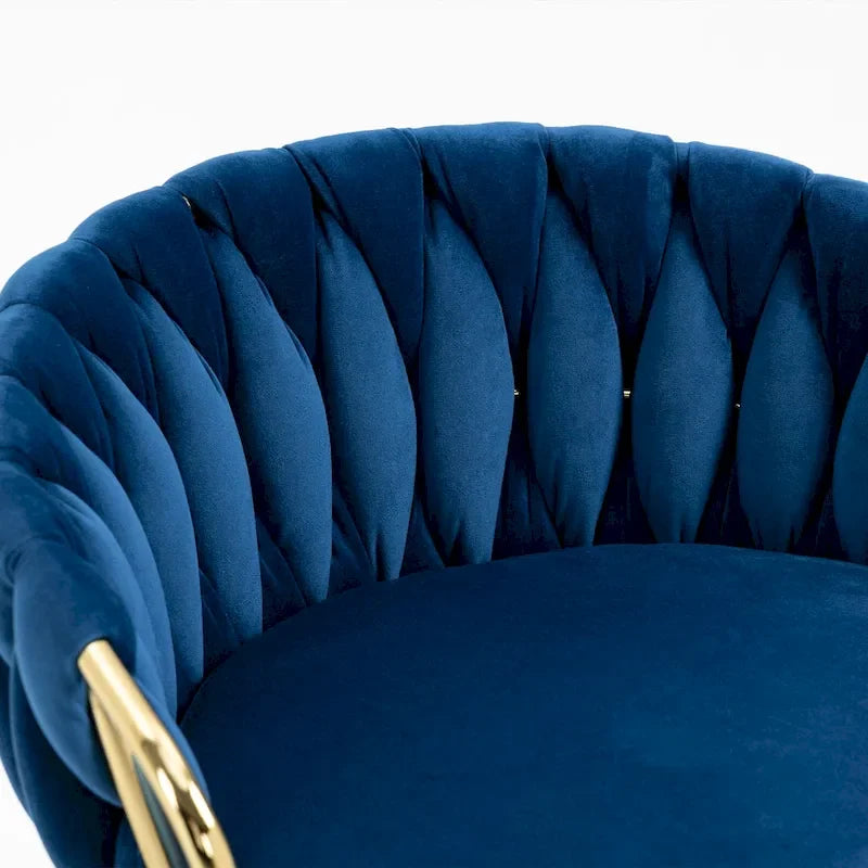 Set of 4 Bar Stool Adjustable Height Swivel Velvet Woven